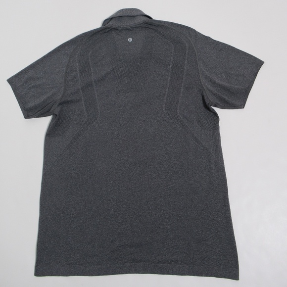 Lululemon Metal Vent Tech Polo Short Sleeve Heathered Black Size M Silveresecnt - Picture 9 of 12